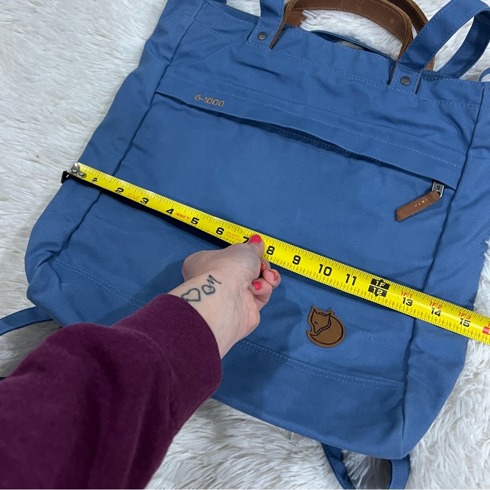 Fjallraven Blue Tote Backpack with Brown Leather Accents - Picture 6 of 12